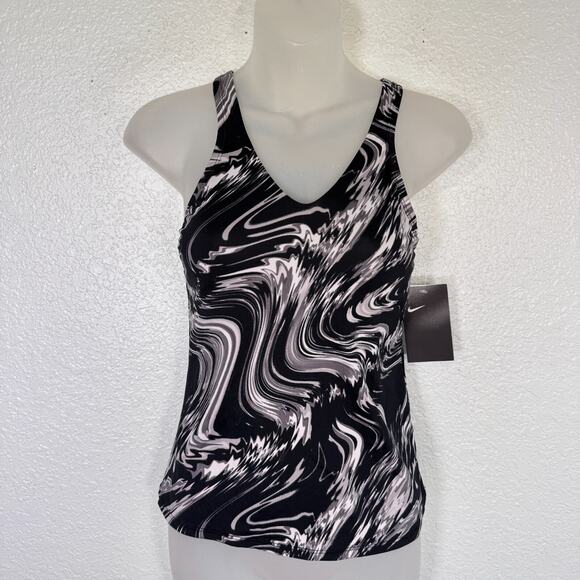 Nike Swim Top Womens Small Tank Tankini Racerback Padded Marble Tie Dye Gym - Picture 1 of 11